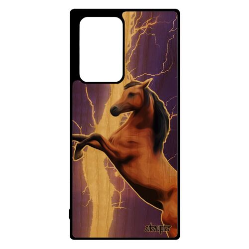 Coque cheval pour Samsung Note 20 ultra en bois silicone animal animaux 4G design poney equitation orage housse violet eclair galaxy