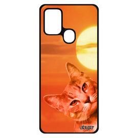 Coque Samsung Galaxy A21s Silicone Chat Chaton Case Lol Cat Unique Orange Couché De Soleil 4g Design Felin Animaux Animal Portable