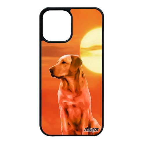 Coque Iphone 12 Mini Silicone Chien Design Tpu Chiot 4g Animal De Protection Orange Telephone Couché De Soleil Original Ciel