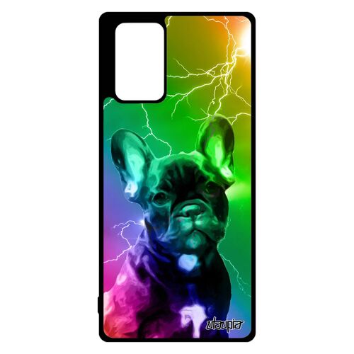Coque telephone Samsung Note 20 en silicone chien design vert animal animaux multicolore bulldog francais etui mobile chiot galaxy