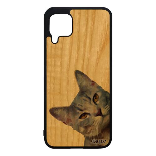 Coque Chat Huawei P40 Lite Bois Silicone Animaux Lolcat Design Minou De Protection Felin Chaton Smartphone Noir Gris Made In France