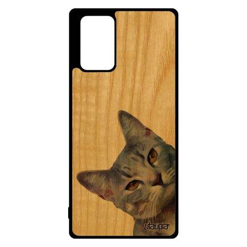 Coque Chat Galaxy Note 20 Bois Silicone Antichoc Chaton Design Animaux Dessin Felin Rigide Minou Lolcat Nature Animal De Samsung