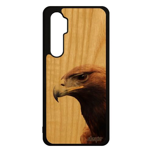 Coque bois silicone aigle mi Note 10 lite marron rapace animal oiseau smartphone case animaux design cover jolie royal nature Xiaomi