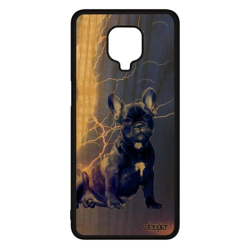 Coque Xiaomi Redmi Note 9s Bois Silicone Chien Bleu Chiot Eclair Design Animal Mignon Canin Cover Foudre 4g Housse M2003j6a1g Orage