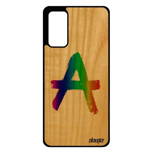 Coque Samsung S20 Fe Bois Naturel Silicone Anarchie Dessin Vert Realiste Tague Noir Metal Anarchy Rigide Punk Urbain Mur Galaxy
