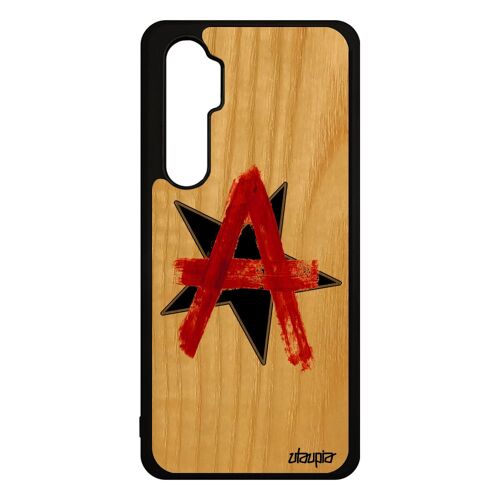 Coque Pour Mi Note 10 Lite Bois Silicone Anarchie Punk Personnalisé Revolution Rock Case Pas Cher Signe Graff Urbain Noir De Xiaomi