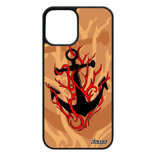 Coque Silicone Pour Iphone 12 / 12 Pro Ancre Artistique Mobile Tatouage Pas Cher Symbole Antichoc Capitaine Vintage Souple Feu
