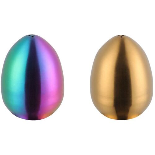 Bouteilles De Cruet En Acier Inoxydable, 2 Pièces, Salière De Saison, Boîte À Condiments, Poivrière, Arc-En-Ciel No.0 Et Or