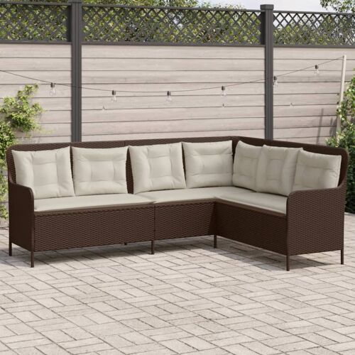 Vidaxl Canapé De Jardin Avec Coussins Forme De L Marron Résine Tressée