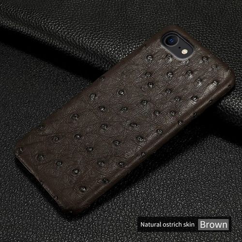 Coque Pour Iphone Autruche Veritable, Couleur: Marron, Smartphone: Iphone 12 Mini