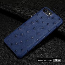 Coque Pour Iphone Autruche Veritable, Couleur: Bleu, Smartphone: Iphone 12 Pro
