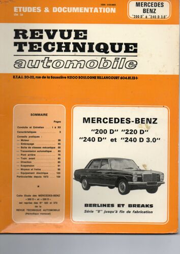 Revue Technique Automobile Mercedes Benz 200-220-240-240 D 3.0 Série 8 323 372