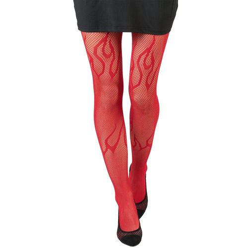 Paire De Collants Flamme Résille Rouge Femme