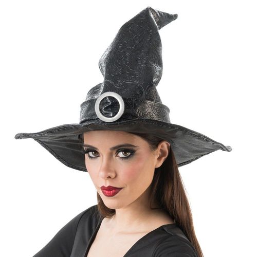 Chapeau De Sorcière Similicuir Texturé Noir Adulte
