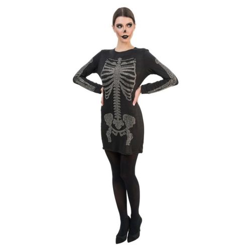 Déguisement Squelette Strass Robe Courte Femme