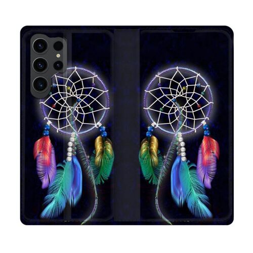 Housse Cuir Portefeuille Pour Samsung Galaxy S23 Ultra Zen Attrape Reve Multicolore