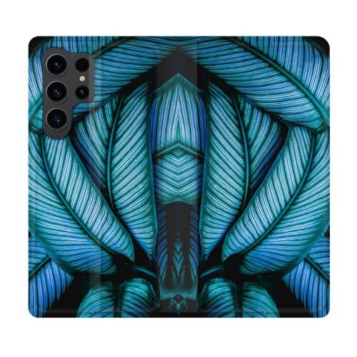 Housse Cuir Portefeuille Pour Samsung Galaxy S23 Ultra Nature Feuille Palmier
