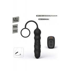Deep Seeker Plug Vibrant Avec Anneau Et Télécommande Usb Silicone Anal Noir