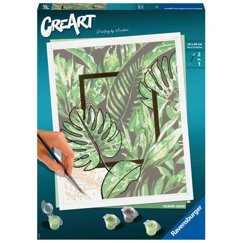 Ravensburger - CreArt 24x30 cm- Calming leaves - Loisir creatif - Peinture par numeros - Adulte - Activite detente et creative - Des 12 ans - 20272 - Version francaise