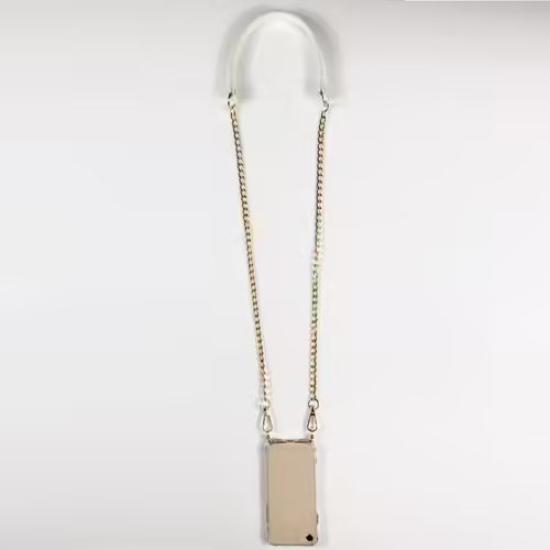 Coque Renforcée Transparente Pour Samsung Galaxy A14 4g / 5g Lanière / Cordon Chaine Et Cuir Blanc