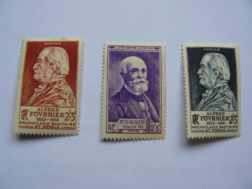 Lot De 3 Timbres Propagande Sanitaire Alfred Fournier Et Henri Becquerel N° 748-749-789  Neuf ++
