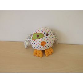 Doudou Oiseau Tissus Point Carreaux Natalys