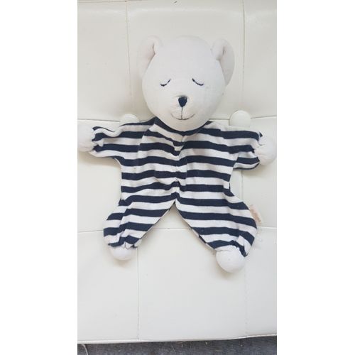 Peluche Catimini Doudou Raye Chien Plat