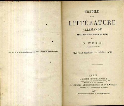 Histoire De La Litterature Allemande