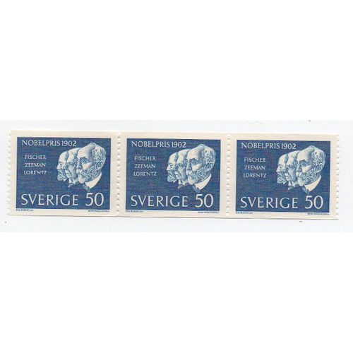 Suède- Lot De 3 Timbres Neufs Identiques Non Détachés- Prix Nobel