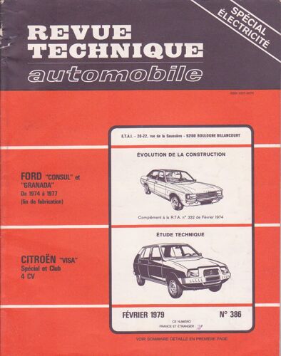 Revue Technique Automobile N°386  Ford Consul Et Granada & Citroen Visa