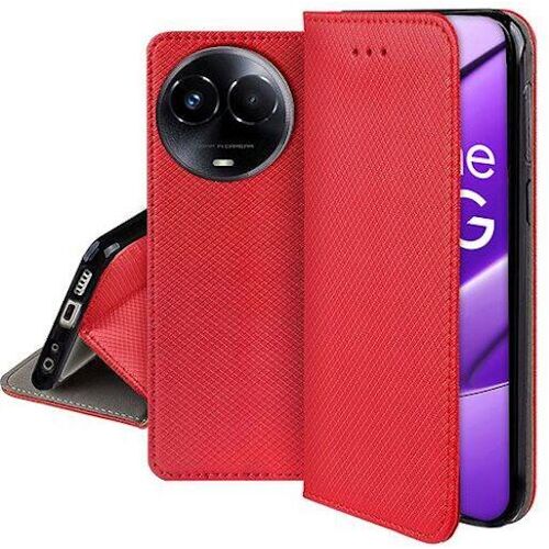 Housse etui coque pochette portefeuille pour Realme 11 5G et Realme C67 5G + verre trempe - ROUGE MAGNET