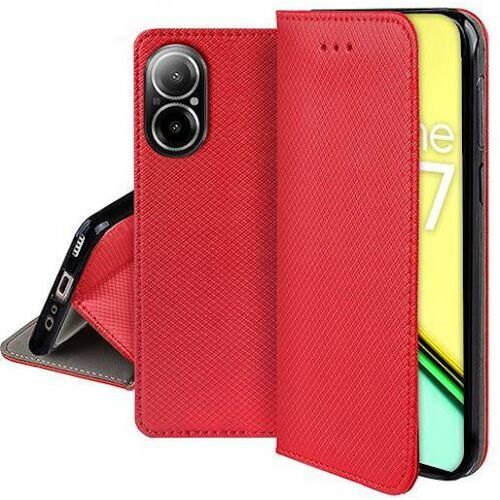 Housse etui coque pochette portefeuille pour Realme C67 4G + verre trempe - ROUGE MAGNET