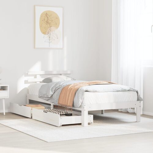 vidaXL Cadre de lit avec tiroirs blanc 90x190 cm bois pin massif