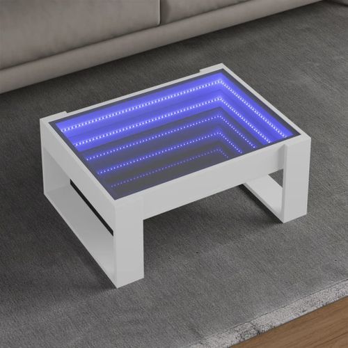 Vidaxl Table Basse Avec Led Infini Blanc 70x53x30 Cm