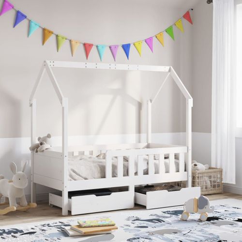 Vidaxl Cadre De Lit Pour Enfant Et Tiroirs 80x160cm Bois De Pin Massif