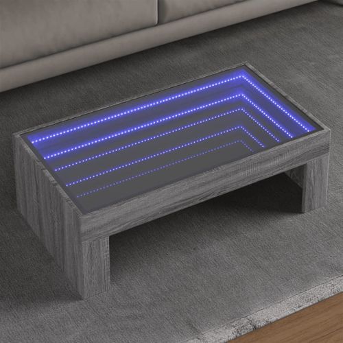 Vidaxl Table Basse Avec Led Infini Sonoma Gris 90x50x30 Cm