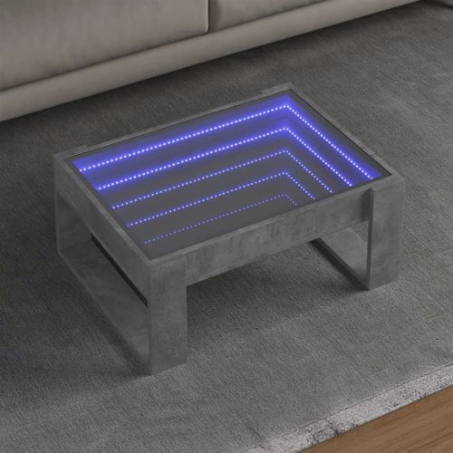 Vidaxl Table Basse Avec Led Infini Gris Béton 70x53x30 Cm