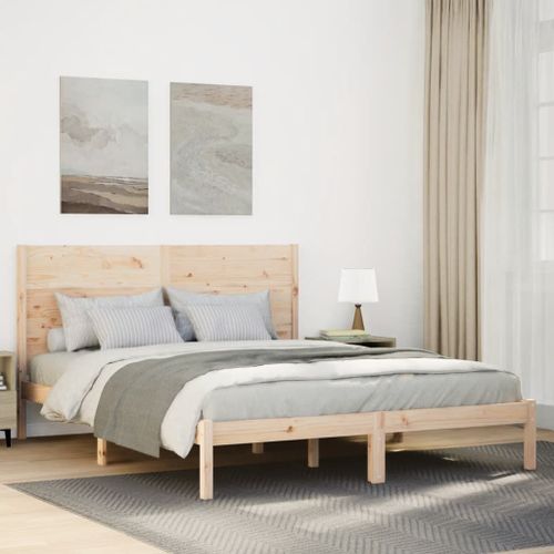 Vidaxl Cadre De Lit Extra Long Sans Matelas 160x220 Cm Bois Massif