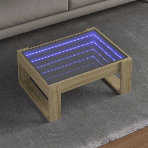 Vidaxl Table Basse Avec Led Infini Chêne Sonoma 70x53x30 Cm