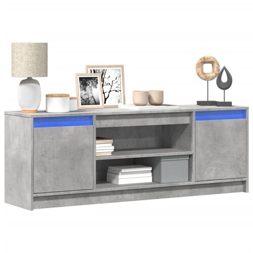 vidaXL Meuble TV avec LED gris béton 139,5x34x50 cm bois d'ingénierie