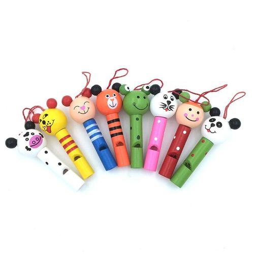 Lot De 5 Sifflets En Bois Avec Motifs D'Animaux, Dessin Animé, Mignons, Créatifs, Jouets Musicaux, Décoration De Sac Pour Enfants, Couleur Aléatoire