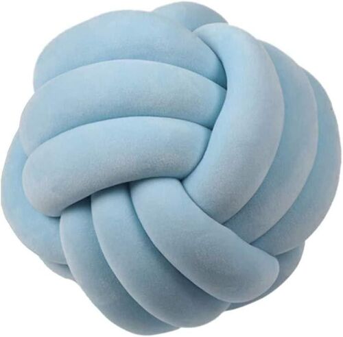 Coussin Rond En Forme De Boule À N?Ud, Décoration Pour Chambre D'enfant, Peluche Apaisante Et Anti-Stress (Bleu Clair, 22 Cm)