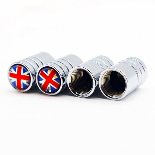 Silver4 Pcs/Lot Royaume-Uni Drapeau Vélo Moto Voiture Pneus Roue Valve Bouchon Couverture Voiture Style Pour Fiat Audi Ford Bmw Mini Jeep Honda Lada Voiture