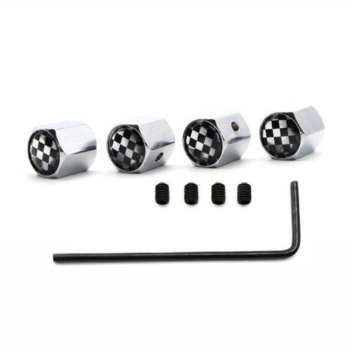 Silver5 Pièces/Ensemble Style De Voiture En Alliage De Zinc Anti-Vol Noir Blanc Logo Voiture Pneu Valve Bouchons Pneus De Roue Tige De Pneu Bouchon D'air Étanche À L'air