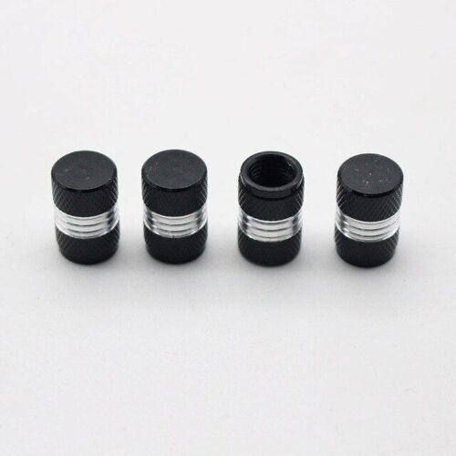 Black4 Pcs/Lot Argent Voiture Pneu Valve Tiges Capuchon Moletage Style Pneu Valve Capuchon En Aluminium Pneu Roue Tige Air Valve Bouchons