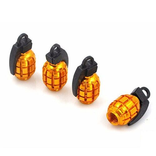 Yellow4 Pièces/Lot Universel Grenade Vélo Moto Voiture Pneus Roue Valve Bouchons Couverture Anti-Poussière Voiture Style Pour Fiat Audi Ford Bmw Lada Jeep