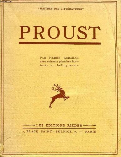 Proust, Recherches Sur La Creation Intellectuelle