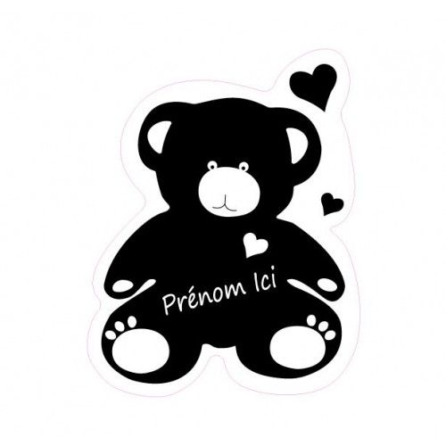 Sticker Personnalisable Mon Nounours Logo Numéro7785 - 40 Cm - Blanc