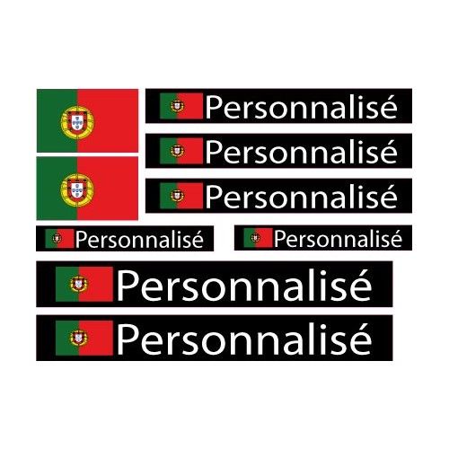 Etiquettes Pour Vélo Avec Drapeau Portugal Et Texte Au Choix Autocollant Adhésif Sticker Logo 35