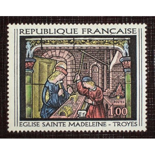 France N° 1531 Neuf Sans Charnière De 1967 - 1f « Vitrail De L'église Sainte-Madeleine De Troyes »